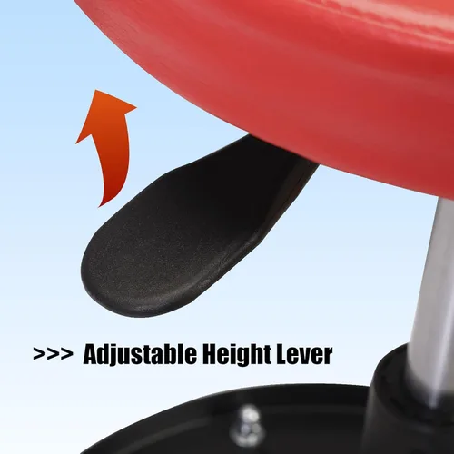 Vista 7 de BIG RED - Asiento de arrastre para garaje/taller: Taburete mecánico neumático ajustable y acolchado con bandeja de almacenamiento para herramientas