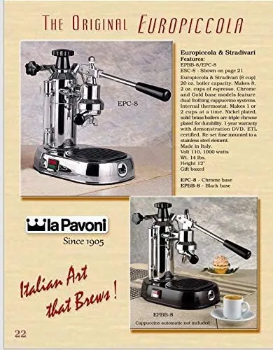 Vista 5 de La Pavoni EPBB-8 Europiccola - Cafetera espresso 8 tazas color negro