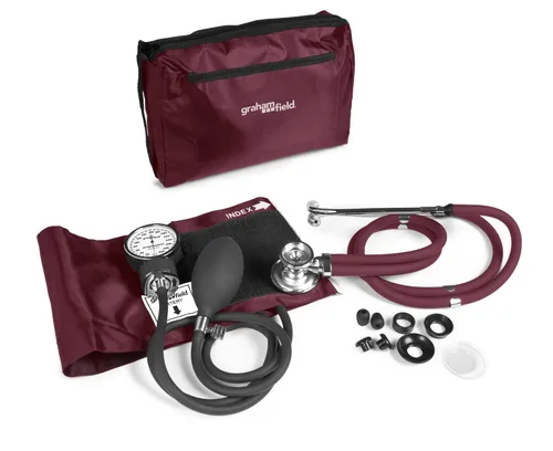 Vista 8 de Kit profesional de presión arterial Lumiscope - Estetoscopio, manguito manual de presión arterial, esfigmomanómetro - Negro