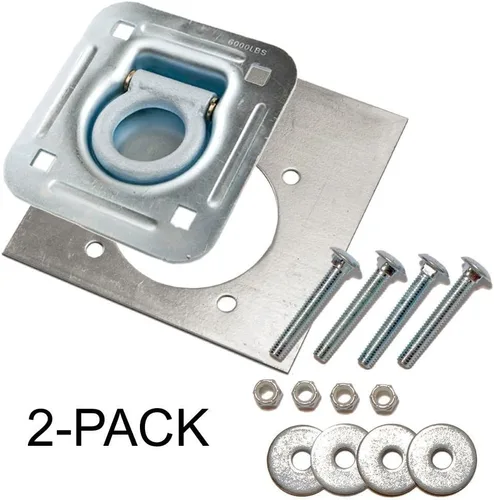 Vista 2 de Anillo en D empotrable 6,000 lb. Placa de amarre y respaldo con herrajes 2-1/2, paquete de 2