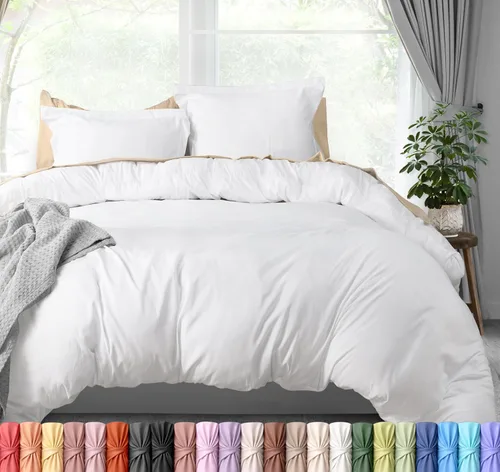 Vista 15 de Utopia Bedding Juego de funda de edredón tamaño individual - 2 piezas con cierre de cremallera - 1 funda de edredón 68X90 pulgadas y 1 funda de Beige