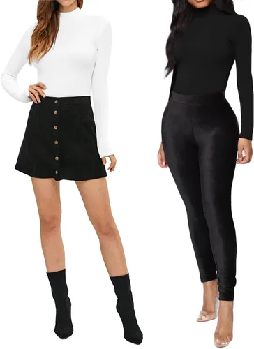 Vista 4 de MANGOPOP - Body de manga larga y cuello alto para mujer