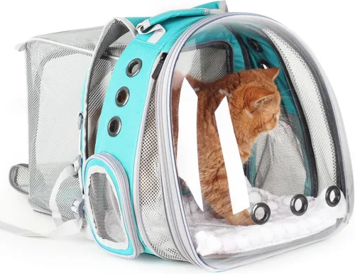 Vista 19 de Lollimeow Mochila transportadora para gatos, mochila expandible de burbujas para gatos y perros pequeños, mochila de viaje aprobada por aerolíneas