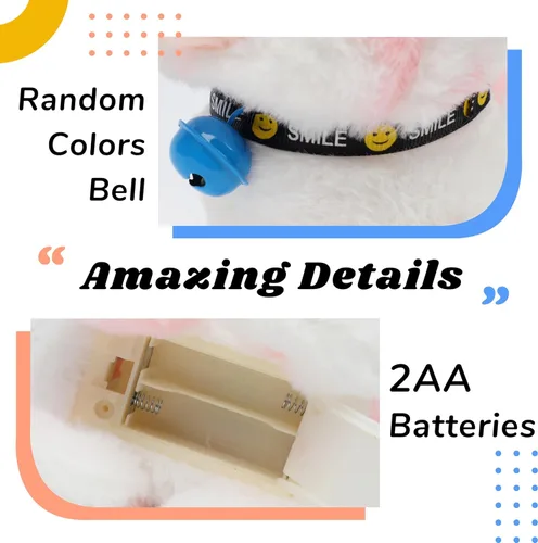 Vista 191 de Hopearl - Juguete de peluche electrónico interactivo de conejo con orejas LED, sonidos y movimientos; camina, se menea e ilumina las orejas, mueve