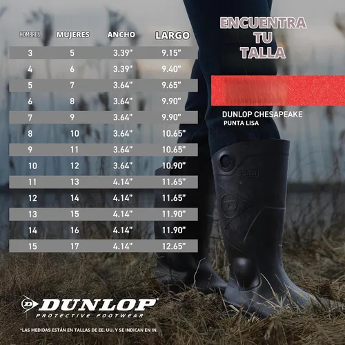 Vista 3 de DUNLOP Chesapeake Rubber Boots Plain Toe for Men & Women – PVC - Waterproof - Lightweight Garden, Fishing & Rain Boots with Wide Calf – Black