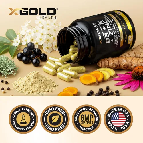 Vista 6 de Vitamina D, K2, K1, zinc, quercetina, saúco, cúrcuma, jengibre y equinácea Suplemento alimenticio integral 8 en 1 - D3 5000 UI a base de plantas