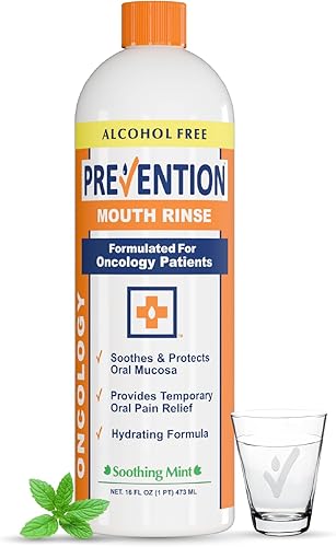 27. Prevention Oncology Enjuague bucal sin alcohol, calmante, suave e hidratante, para úlceras bucales y sequedad bucal, especialmente formulado