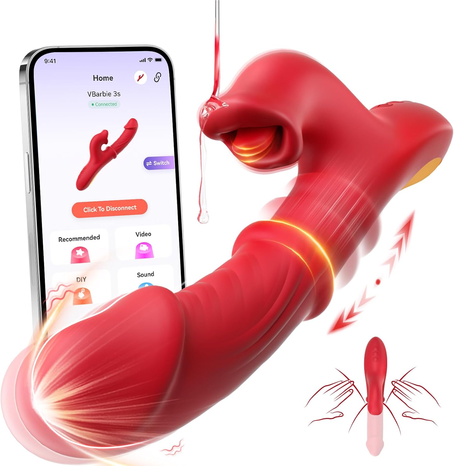 4. Toendi Vibrador de empuje juguetes sexuales, consoladores para adultos, vibrador de punto G con anillo deslizante, consolador de empuje 7 10 lamer