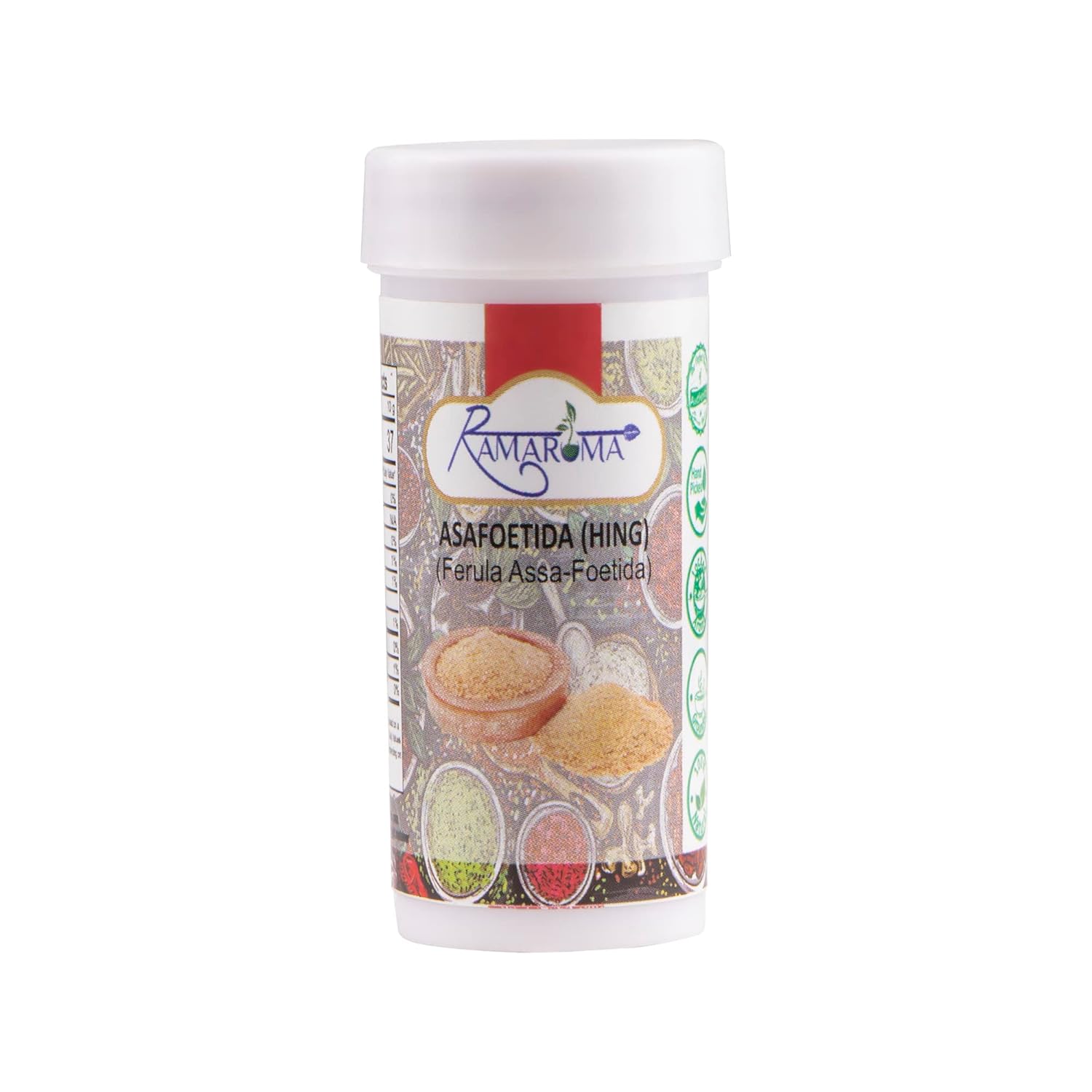 Ramaroma Asafetida (Hing), molido 0.35 oz (10 g) ~ Todo natural | Sin sal | Vegano | Sin OMG | Asafoetida Indian Spice | Lo mejor para sustituto de