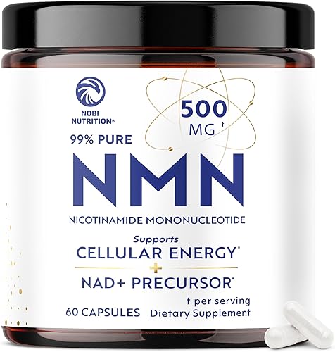 8. Suplemento NMN de 500 mg | 99% puro | Precursor de NAD+ para energía celular, longevidad, reparación y apoyo al envejecimiento saludable | Probado