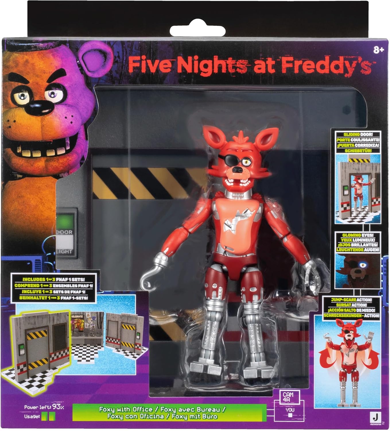 Jazwares Five Nights at Freddy's Puppet - Figura articulada de 5 pulgadas con función Jumpscare, ojos que brillan en la oscuridad y diorama óptico