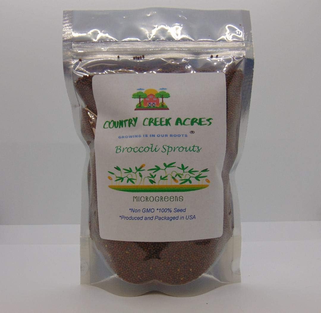 30. Semillas de brócoli sin OMG para brotar brotes Microgreens (2 onzas de Pure Seed). Marca Country Creek LLC.