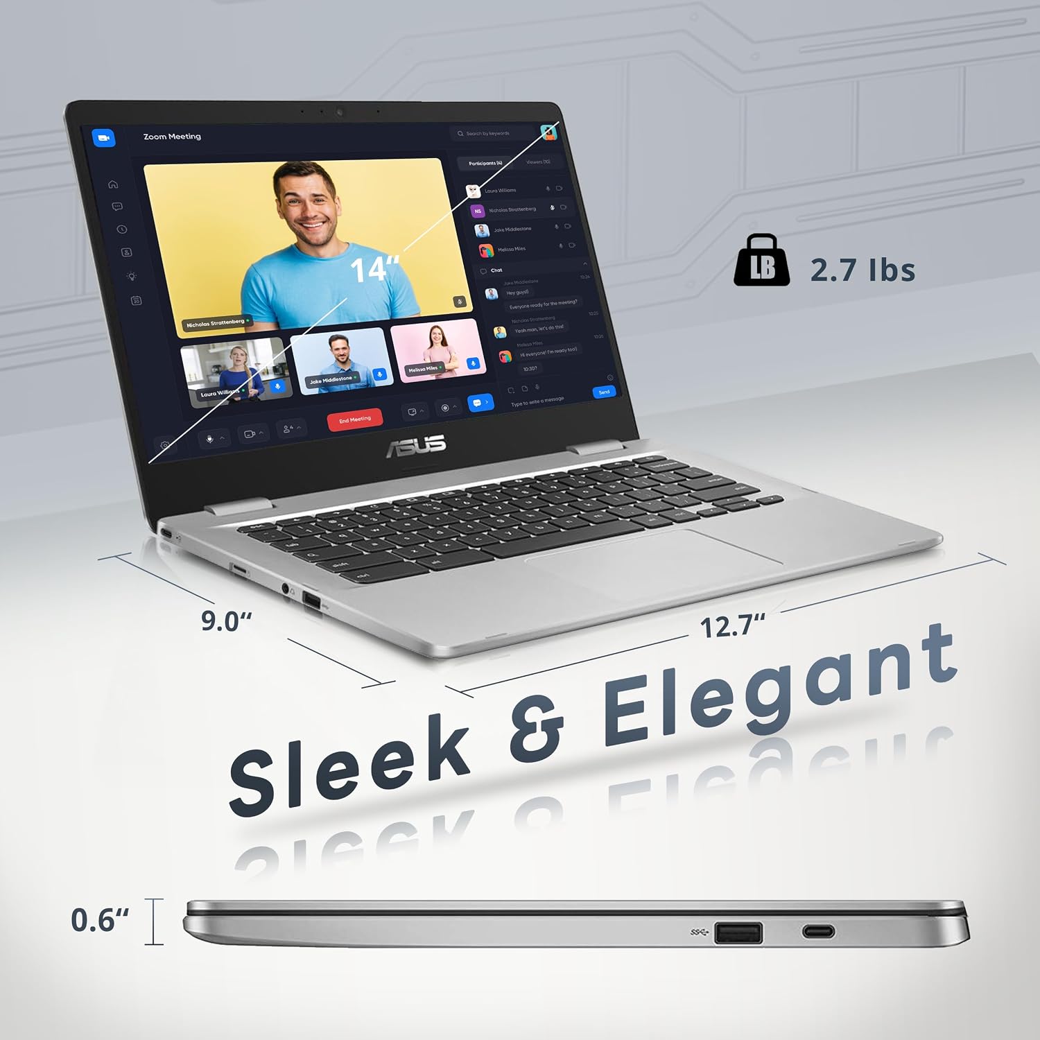 26. ASUS Chromebook CX1400 Laptop HD NanoEdge de 14 pulgadas, procesador Intel Celeron N3350, 4 GB de RAM, 32 GB eMMC, gráficos Intel HD, cámara HD