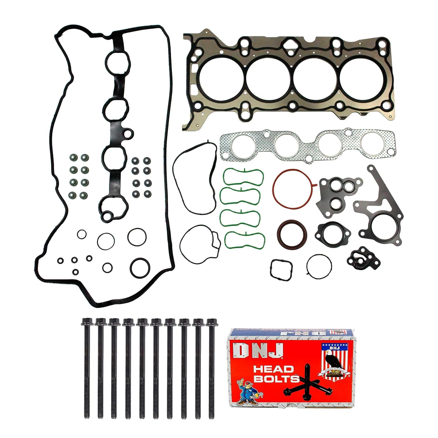 DNJ HGB4309 Juego de juntas de culata con kit de pernos de culata para Mazda 3 CX-3 CX-5 2.0L L4 16V DOHC 1998cc 2012-2021