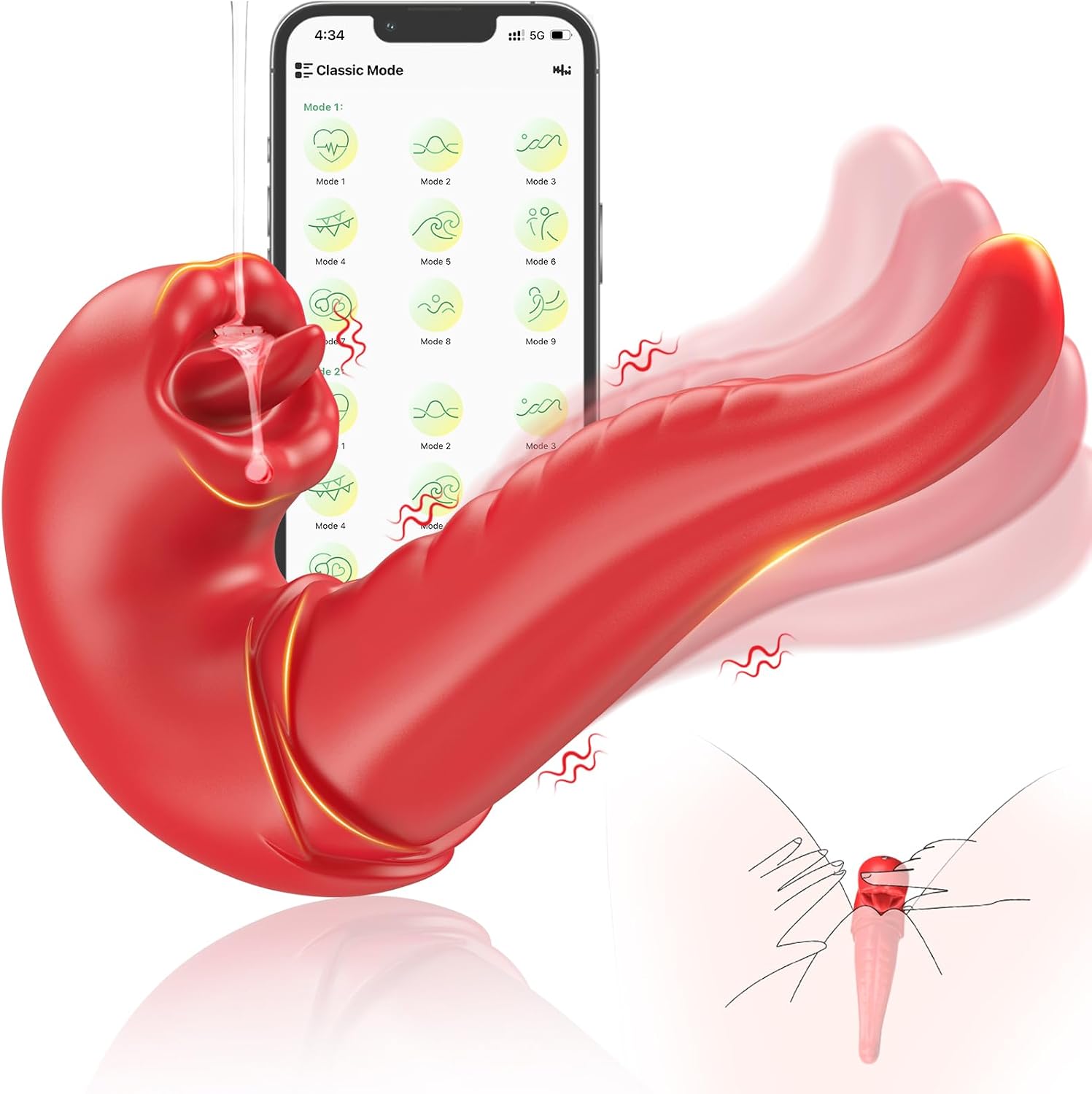 1. Vibrador de lengua para mujer, juguetes sexuales con aplicación 3 en 1, juguete de lengua para mujeres, juguetes sexuales de rosa, vibrador de punto
