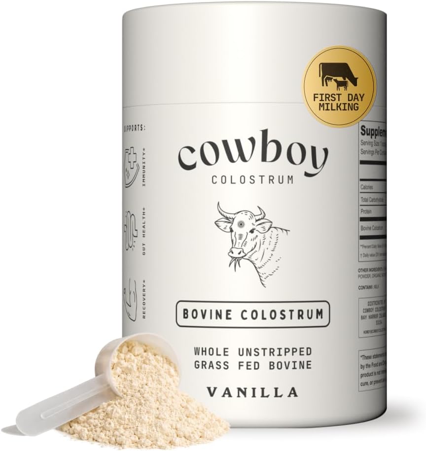 4. COWBOY COLOSTRUM Polvo - Polvo de Calostro Bovino para Mujeres y Hombres - Calostro Entero del Primer Día de Ordeño - Suplemento de Calostro