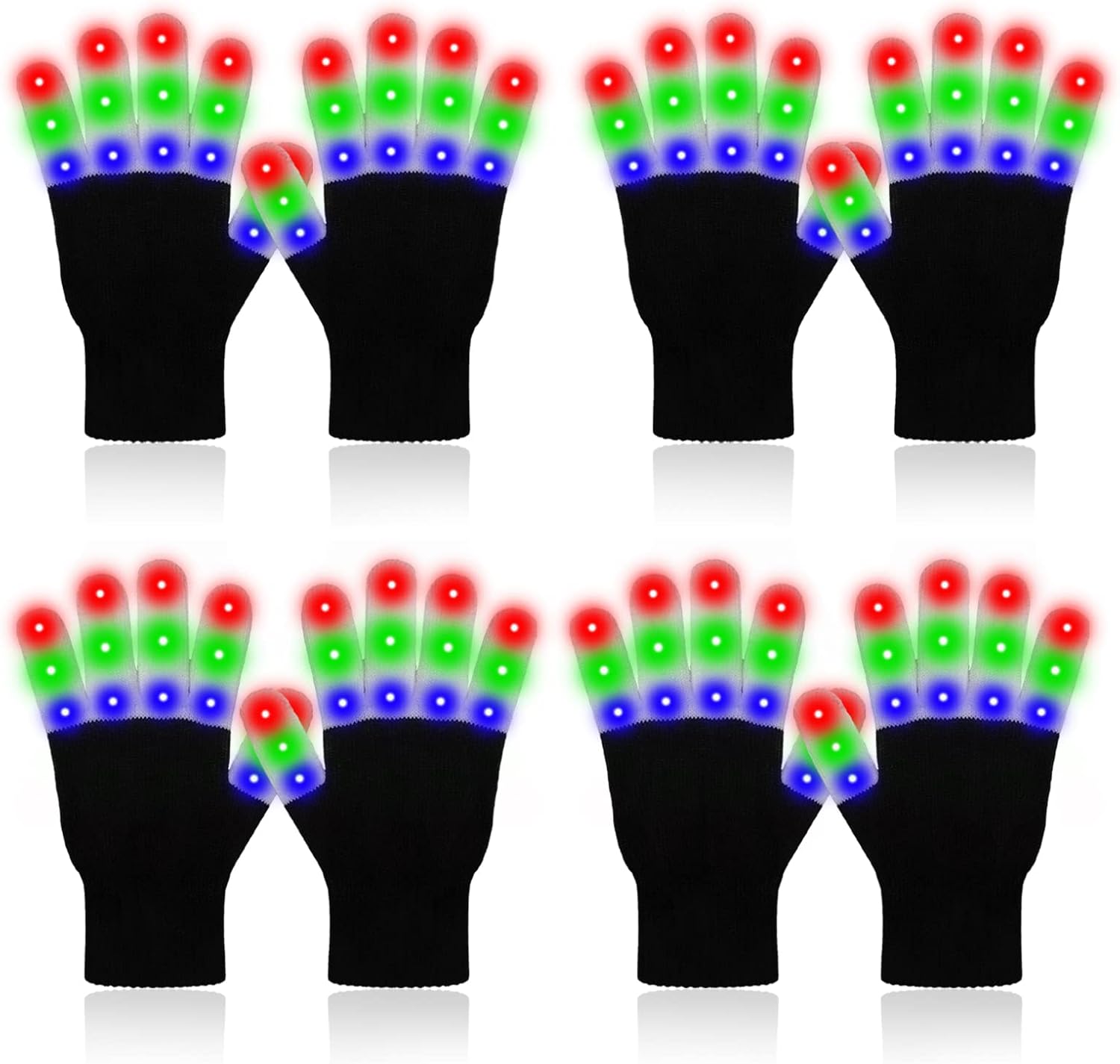 ONEREED 4 Pairs LED Gloves Light up Gloves for Adults Kids Girls Boys Toys Age 12+ Years Old Cool Fun Toys Gifts for Easter Birthday Carnival Party