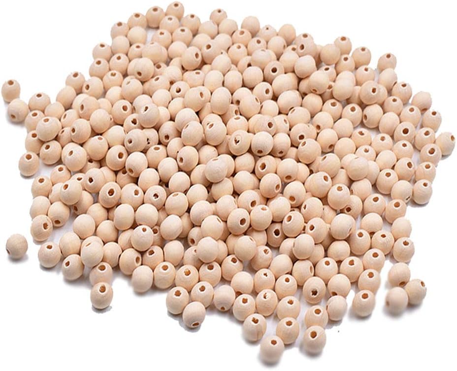 300 cuentas espaciadoras de madera de 0.315 pulgadas – Cuentas sueltas redondas de madera natural sin terminar