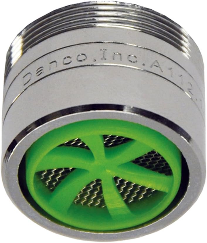 Danco 10485 Aireador de grifo de ahorro de agua extra de doble rosca, verde, 1.0 GPM, cromado