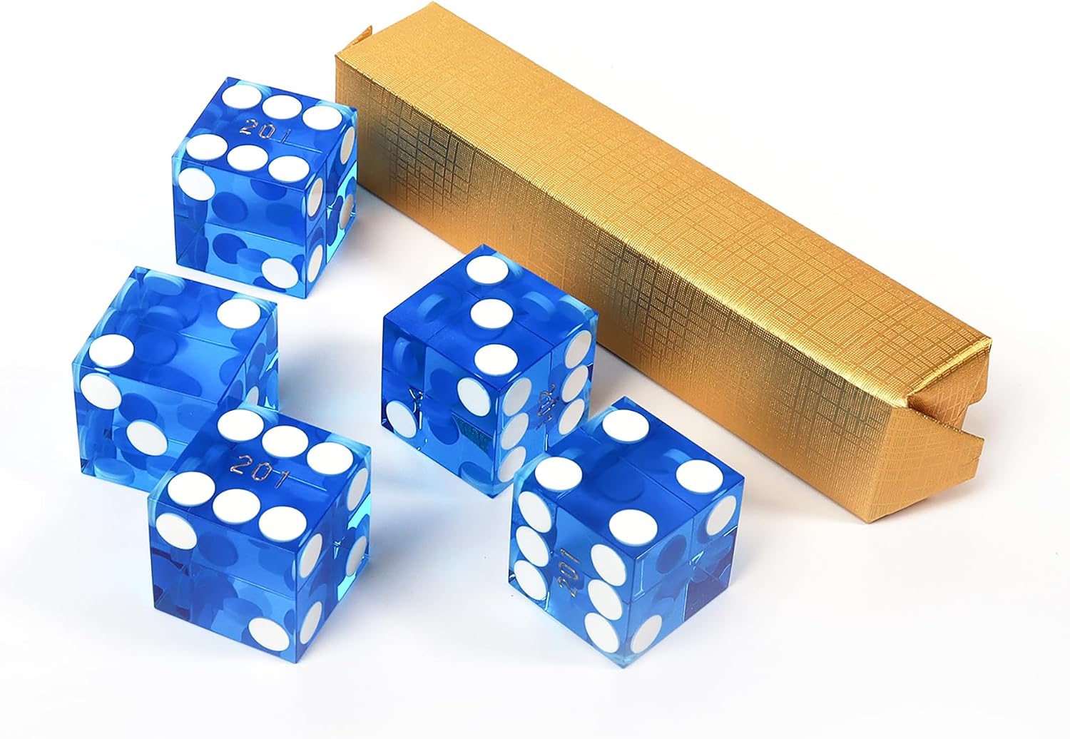 GSE Pro - Juego de 5 dados de 0.748 in de precisión de grado AAA (azul) | Vegas Casino Style Dice with Razor Edges and Corners, Matching Serialized