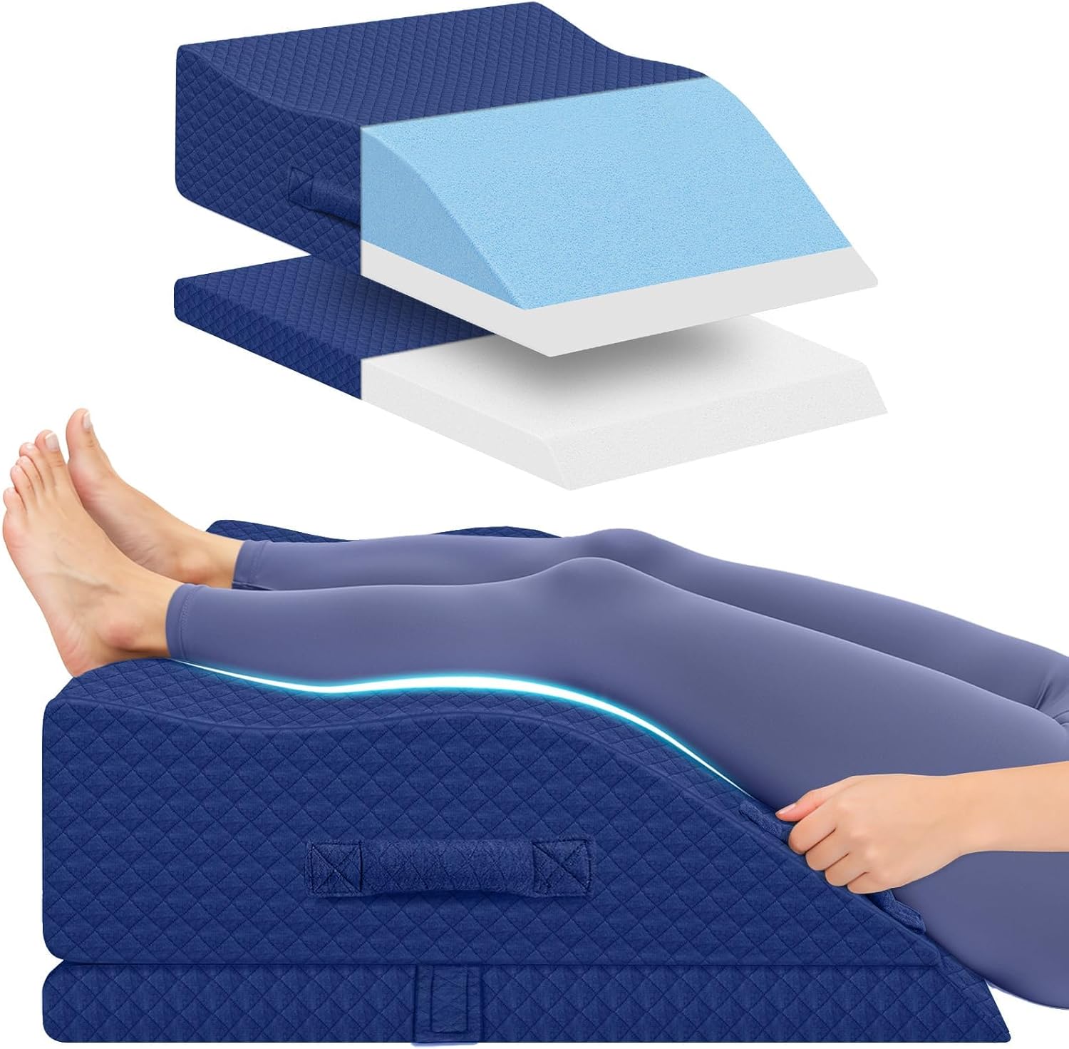 Almohadas de elevación para piernas después de cirugía, almohada de cuña ajustable de espuma viscoelástica para lesiones o descanso, almohada