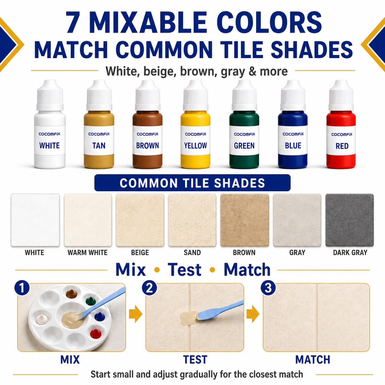 Kit de reparación de azulejos, kit de reparación de azulejos de cerámica (combinación de color), kit de reparación de porcelana con adherencia súper
