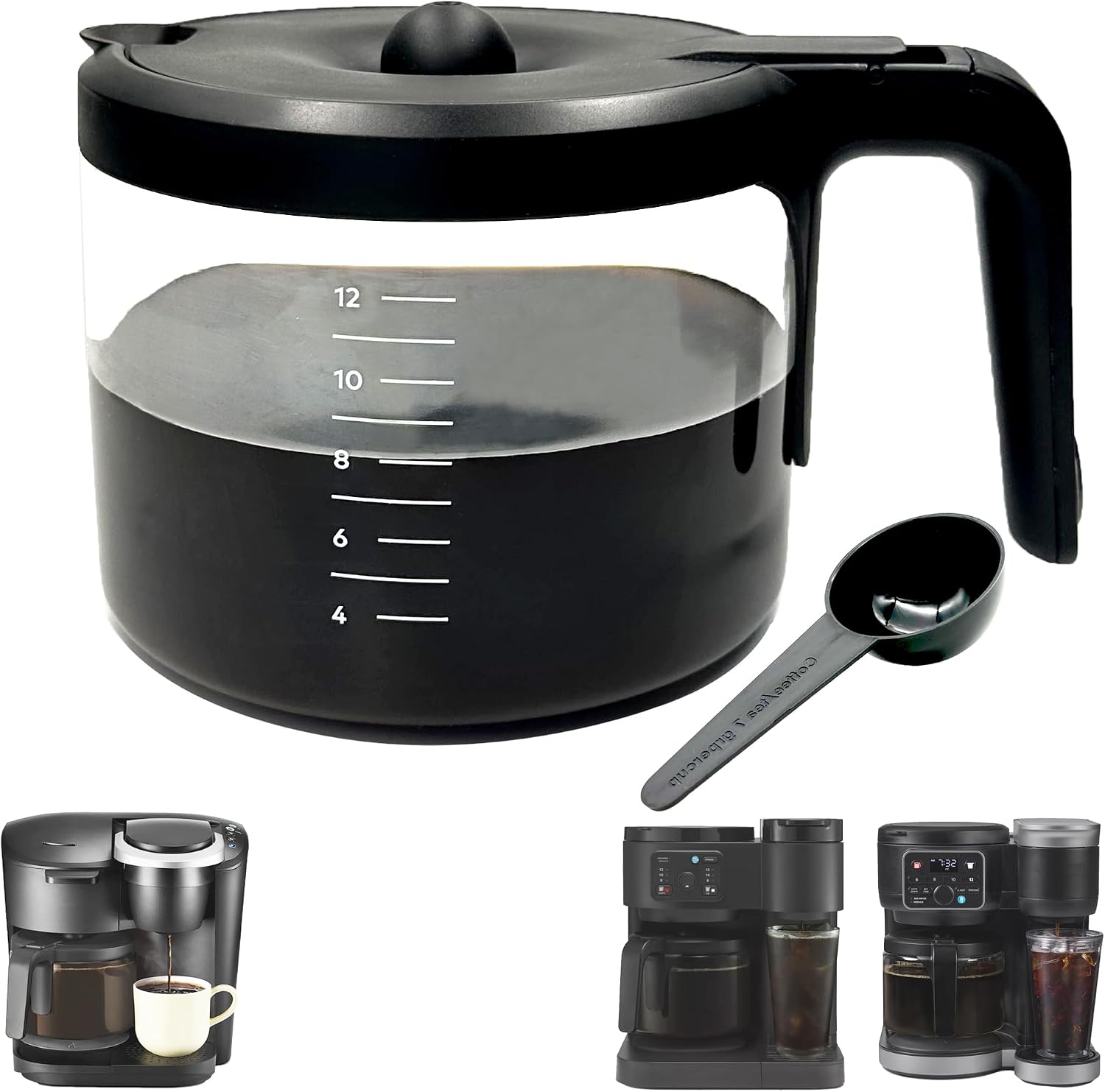 Repuesto de cafetera de vidrio de 12 tazas compatible con KEURIG K-Duo Essentials Jarra de repuesto compatible con Keurig K-Duo Essentials 5000