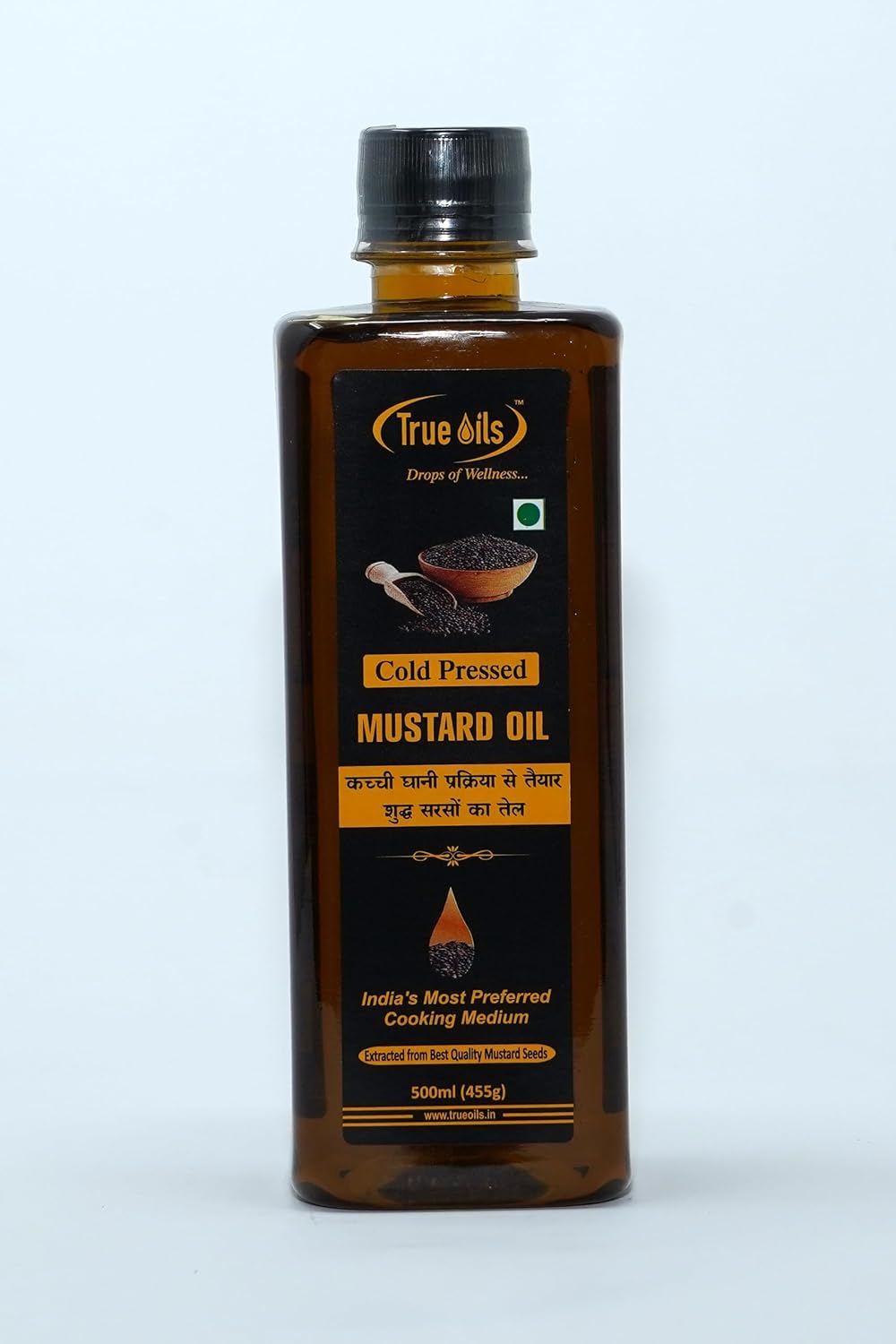 True Oils Aceite de mostaza prensado en frío para el crecimiento del cabello y masaje corporal Aceite de semilla de mostaza negra 100% puro