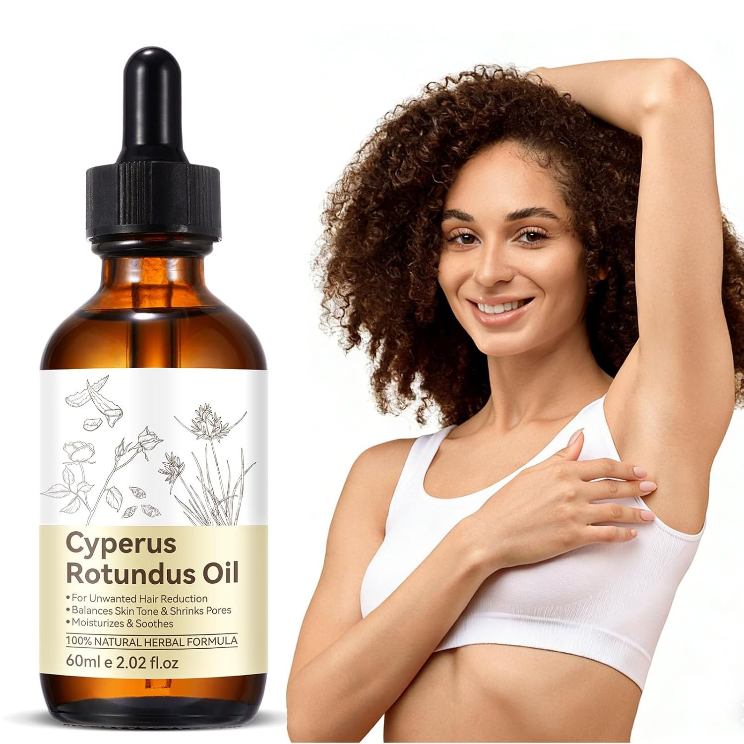 5. Cyperus Rotundus - Suero inhibidor del cabello con aceite – Regreso lento, reduce la frecuencia de afeitado, calma la piel después de la depilación