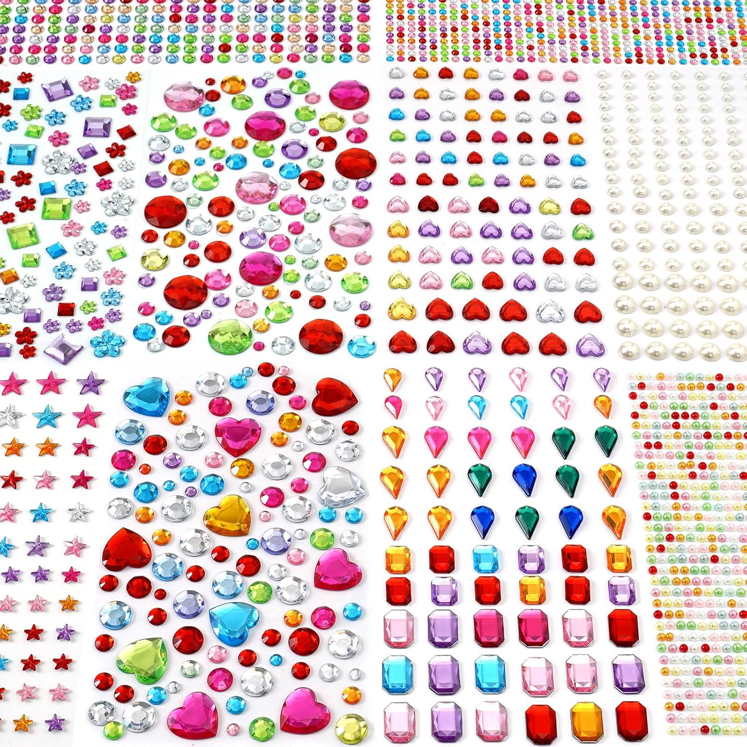 MYDBUYSOME - 2774 calcomanías de gemas para manualidades, gemas adhesivas de diamantes de imitación Pegatinas de acrílico para pegar en gemas