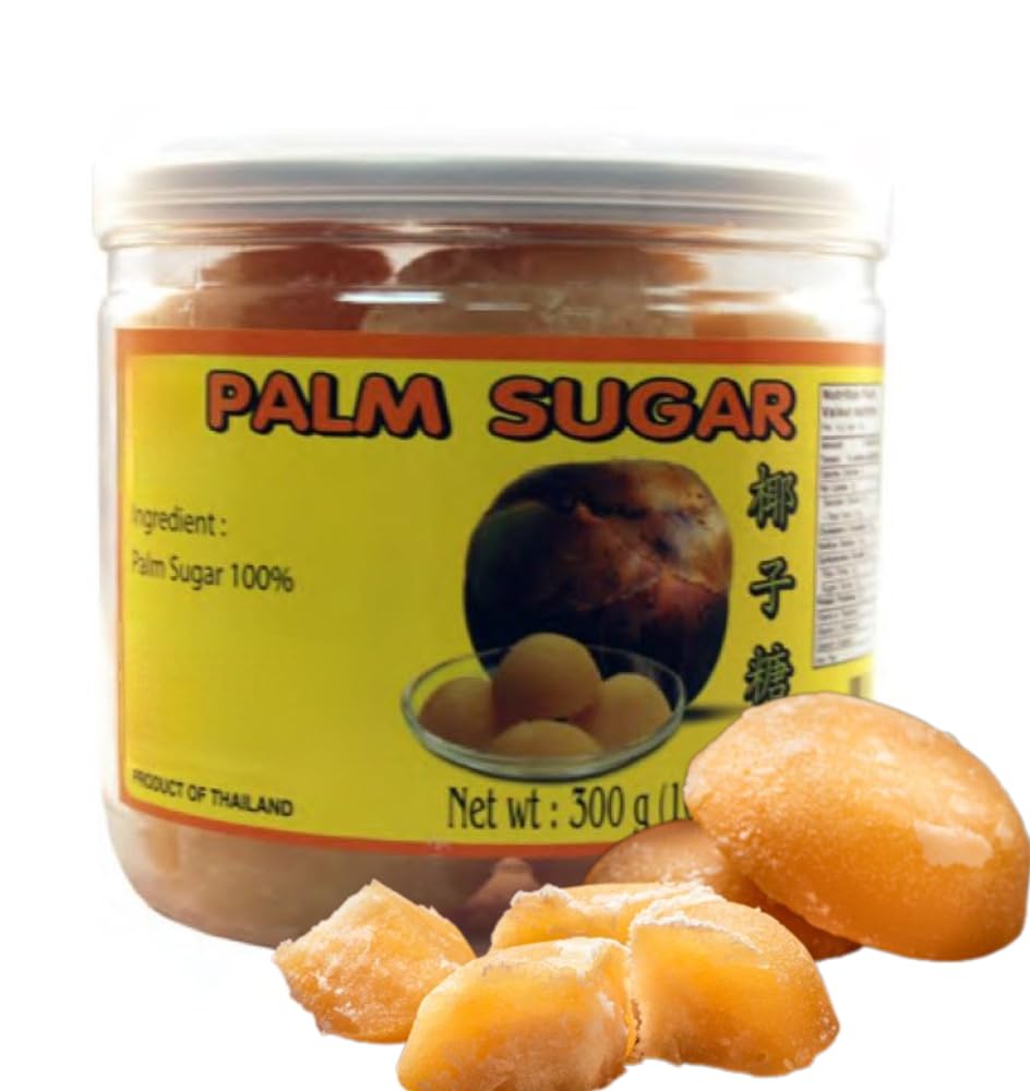 10.58 oz de azúcar de palma tailandesa dorada pura de alta calidad: edulcorante natural, ingridient para la cocina del sudeste asiático, perfecto