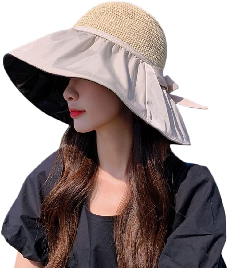Sombrero de pescador de ala ancha transpirable con protección solar UPF 50+ para mujer H-beige