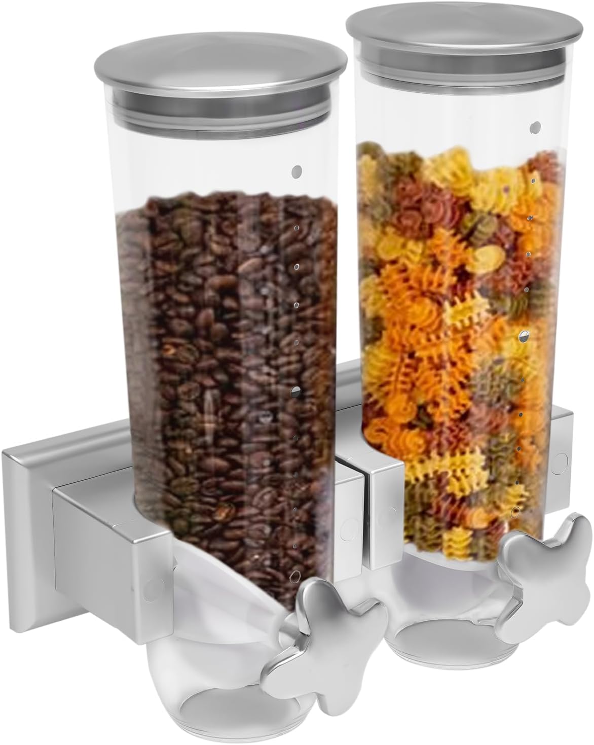 Dispensador de cereales montado en la pared, contenedor de cereales con taza para cocina, tienda de alimentos, café, tienda de granos (negro)