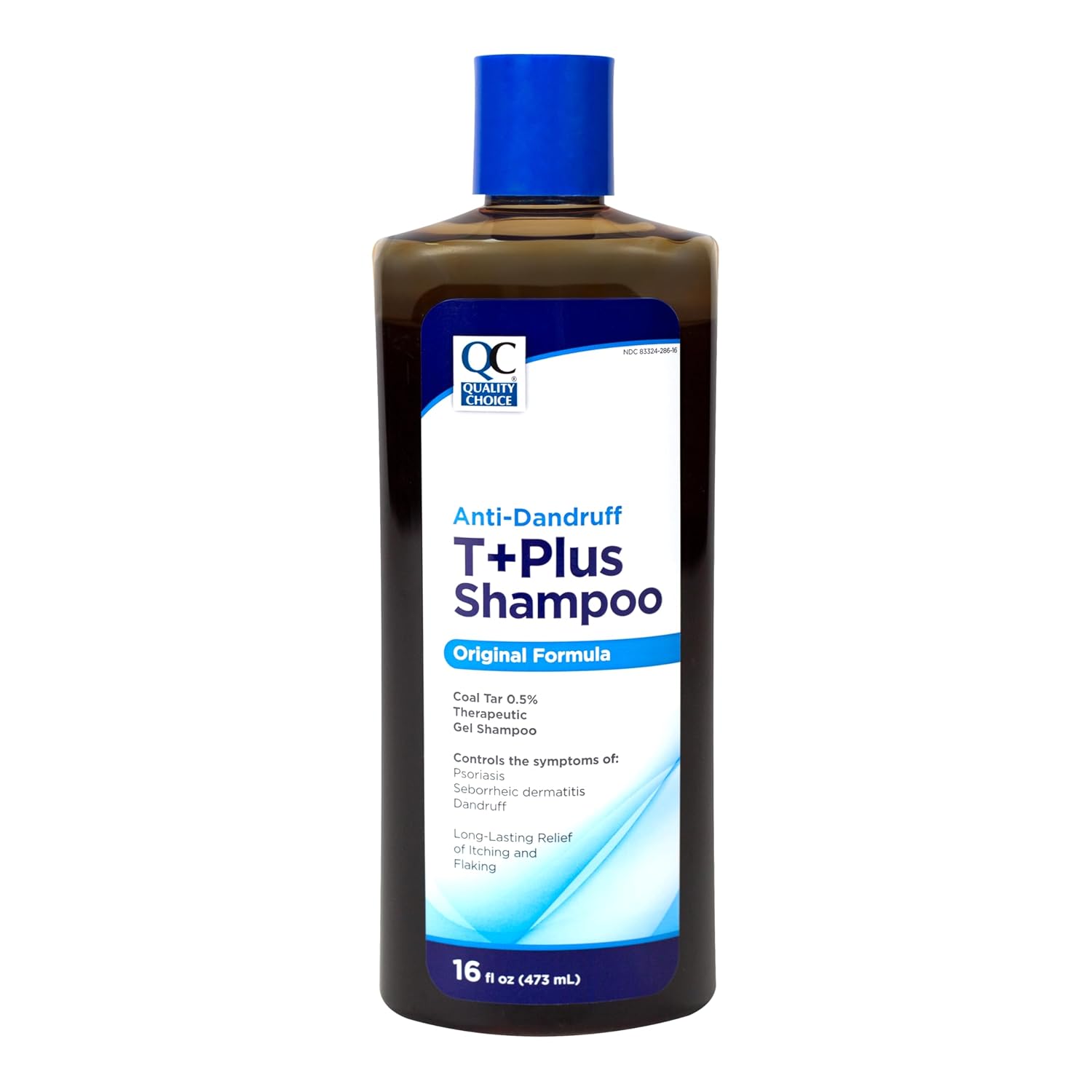 Quality Choice Champú terapéutico para caspa T+Plus, fuerza original, alivio duradero de descamación y picazón, botellas de 16 onzas