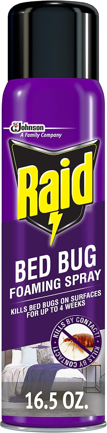 5. Raid - Espray espumoso para chinches de cama, mata las chinches y sus huevos, para uso en interiores, no mancha, mantiene matando durante semanas