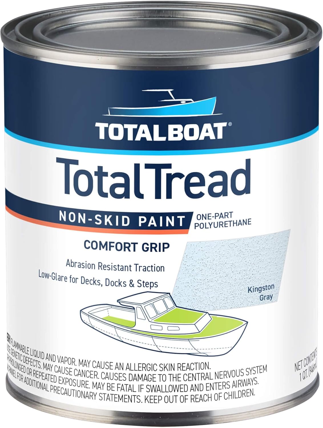 TotalBoat TotalTread - Pintura antideslizante para cubierta, revestimiento de tracción antideslizante de grado marino para barcos, madera, fibra