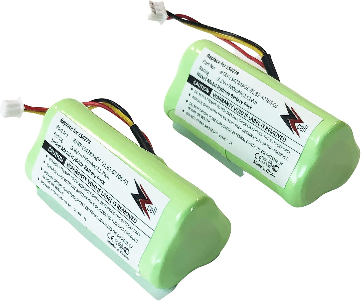 ZZcell® Paquete de 2 baterías de repuesto para escáner de código de barras para Motorola Symbol LS4278/BTRY-LS42RAAOE-01