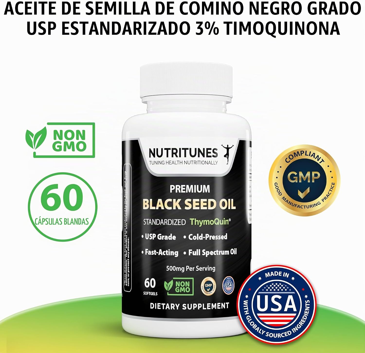 Aceite de Semilla Negra ThymoQuin - 60 Cápsulas Blandas