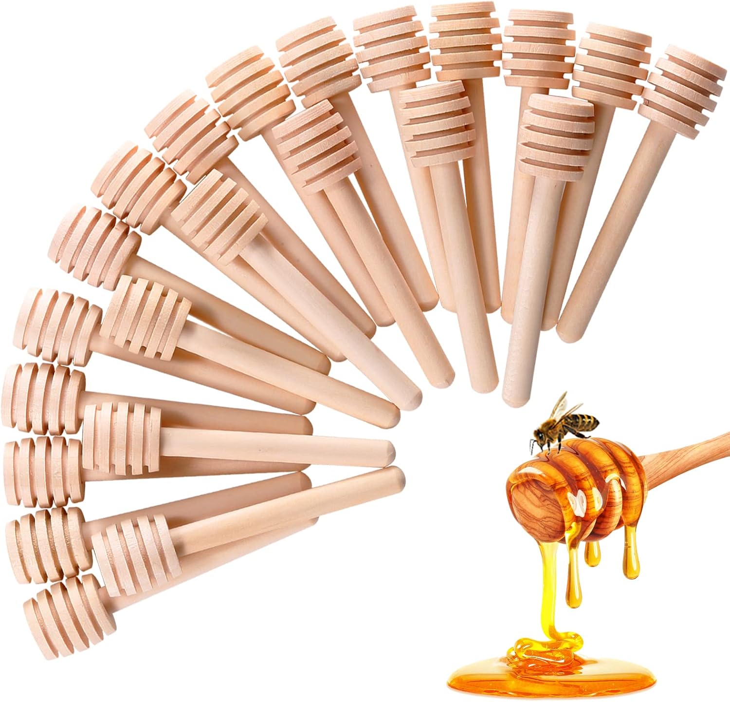 25 piezas de palitos para miel, mini palito de panal de madera de 3 pulgadas, cucharitas pequeñas para miel, palito agitador para frasco de miel