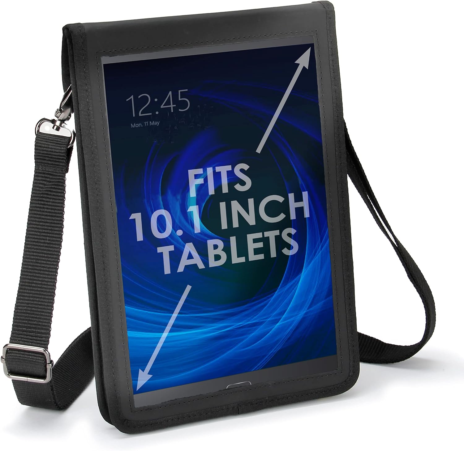 USA GEAR Funda resistente para tableta de viaje de 10 pulgadas con frente abierto, correa de transporte ajustable para el hombro y exterior rígido