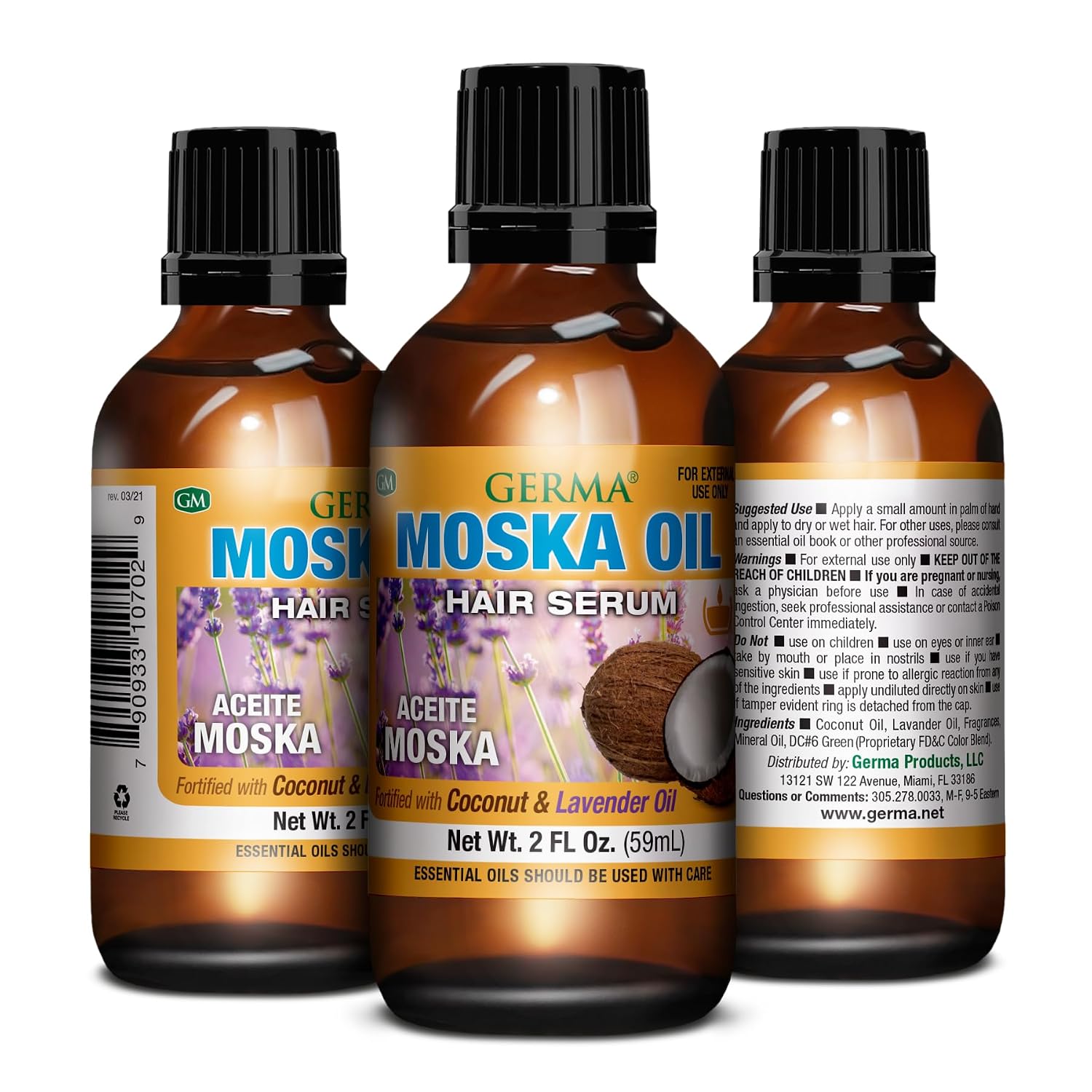 Aceite De Moska Fortificado Con Aceite De Coco 2 Oz Por Germa