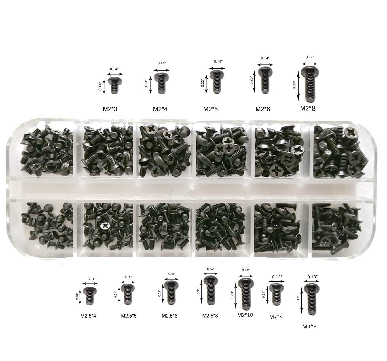 3. Easycargo Kit de 240 tornillos para laptop, 12 tamaños, kit surtido de tornillos de repuesto para computadora portátil, M2 M2.5 M3, para Lenovo