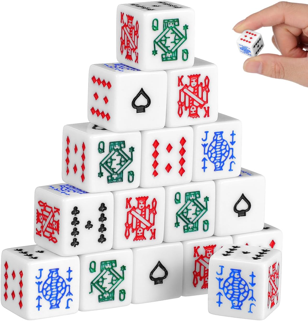 24. Juego de dados de póquer acrílico blanco, 0.630 in, dados duraderos de 6 caras para juegos de cartas, mentirosos, fiestas, entretenimiento
