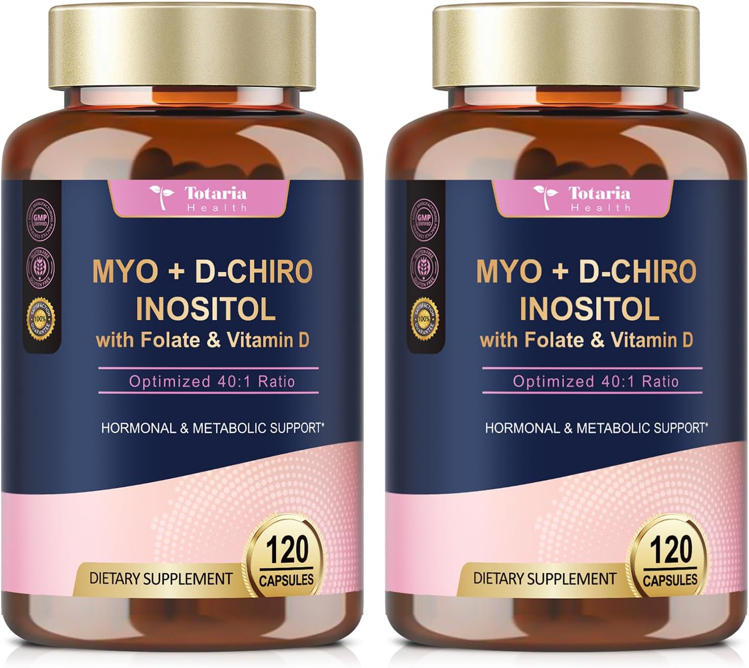 Totaria Cápsulas de Suplemento de Myo-Inositol y D-Chiro Inositol 3075mg, Plus Multivitamina Vitamina D3, Folato, Relación Ideal 40:1 - Equilibrio