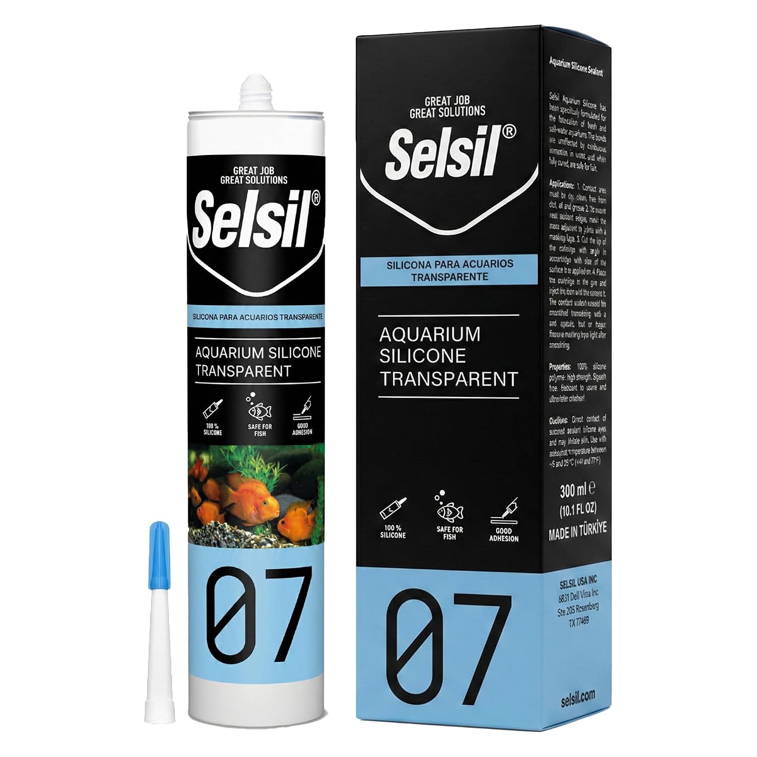 30. SELSIL Sellador transparente de silicona para acuario, alta elasticidad, seguro para peces, sin disolventes, resistente al ozono, transparente,