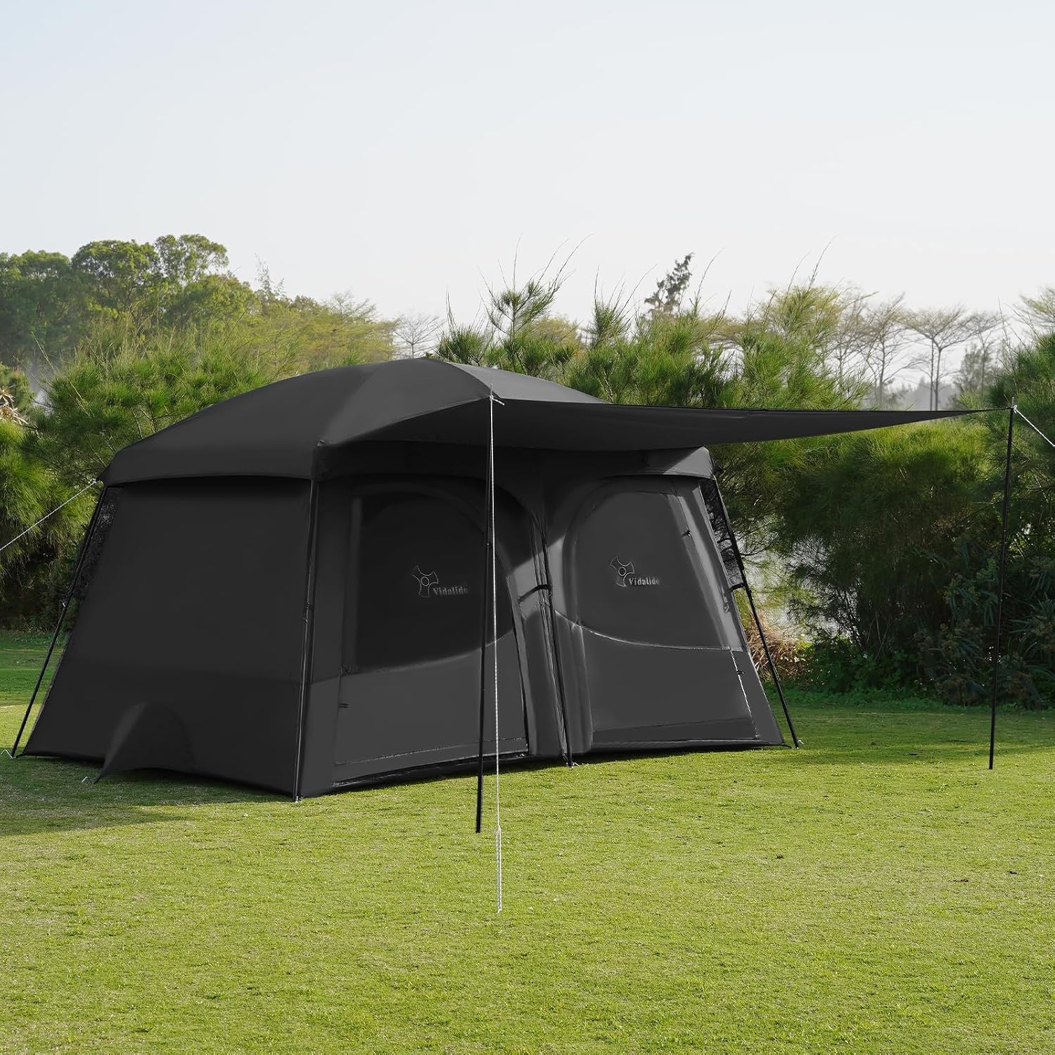 Vidalido Tiendas de campaña, tienda de 6-8 personas para acampar con vestíbulo extendido, tiendas familiares de 2 habitaciones resistentes al clima,