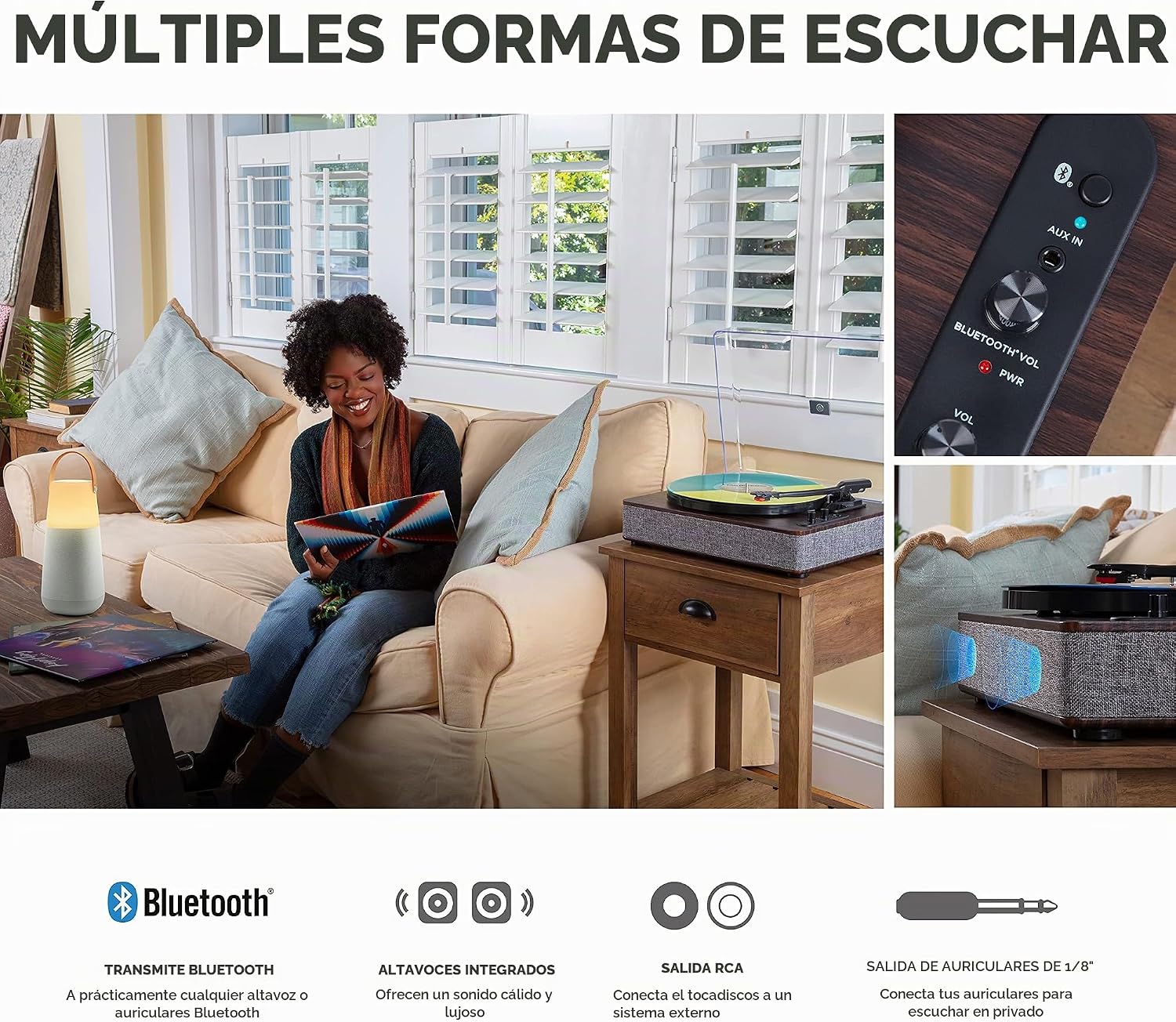 ION Luxe LP - Reproductor de discos de vinilo Bluetooth con altavoces