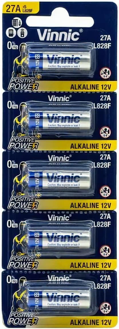 Vinnic Blister Pack de 5 Baterías 27a Alcalinas 12v L828f L828f