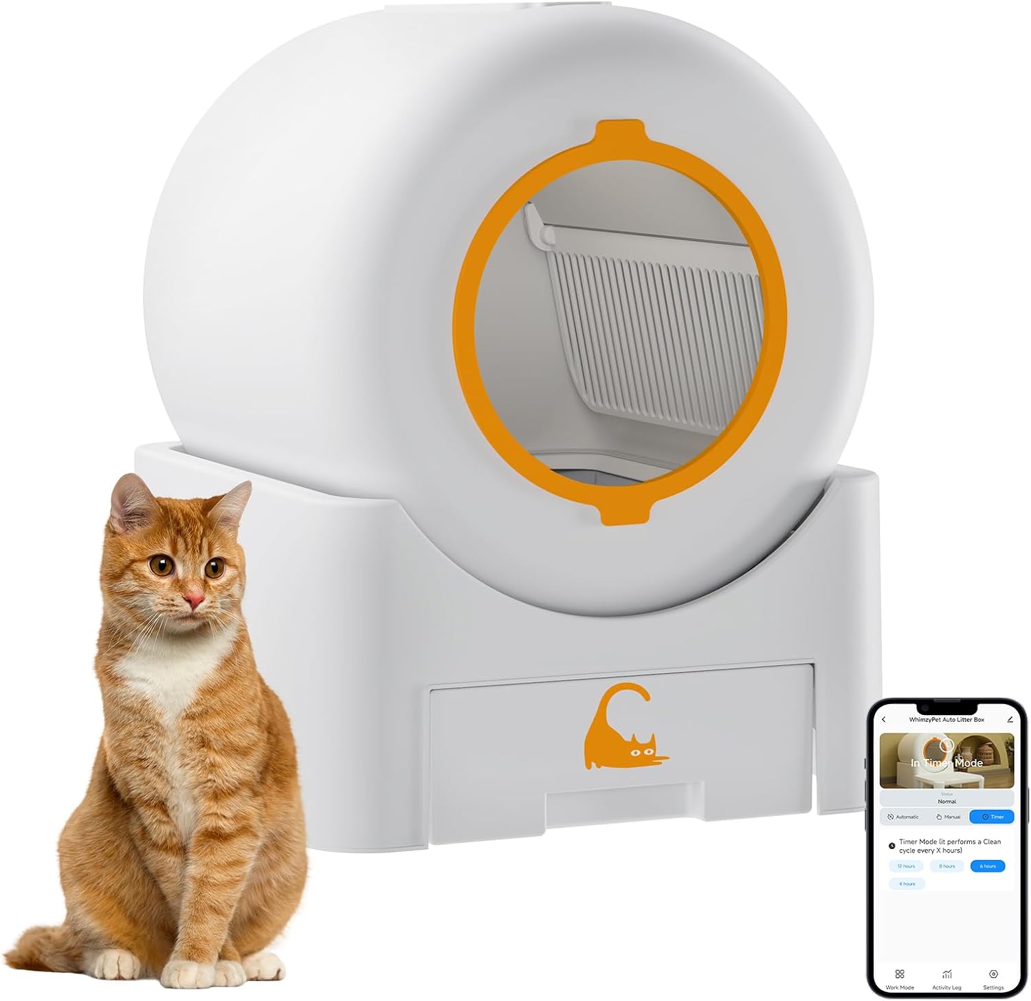 Caja de arena automática de 75L con control de aplicación, perfecta para