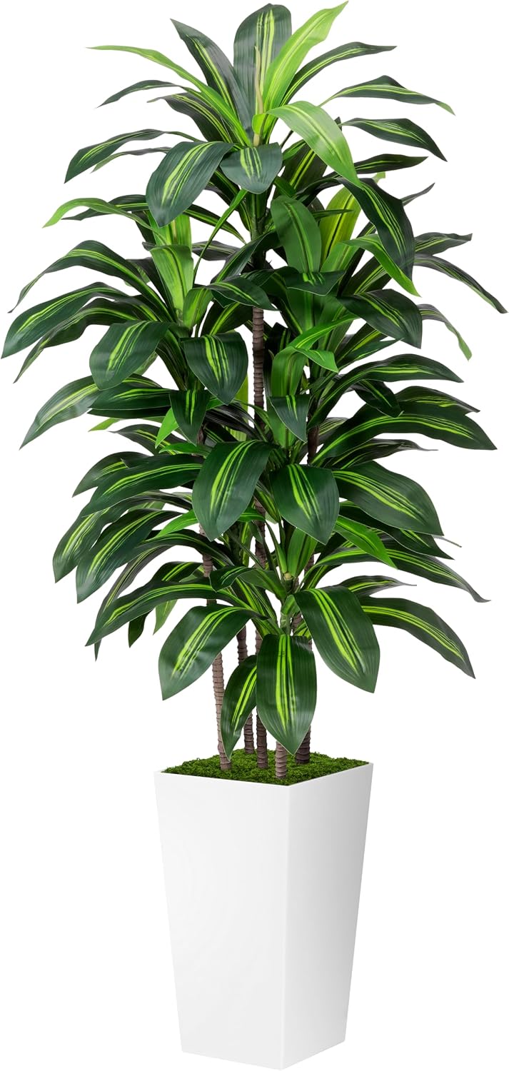 ASTIDY Planta artificial Dracaena Árbol falso de 5 pies con maceta alta